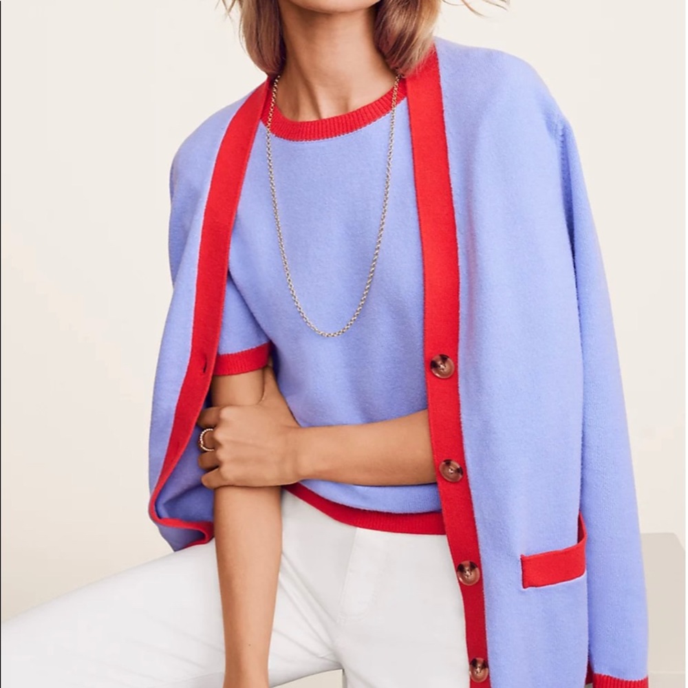 NWT ANN TAYLOR TIPPED CARDIGAN AND SWEATER SET